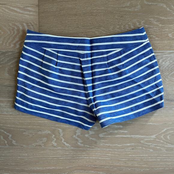 Vineyard Vines Linen Blend Nautical Striped Pleated Front Shorts sz 4 - Picture 2 of 5